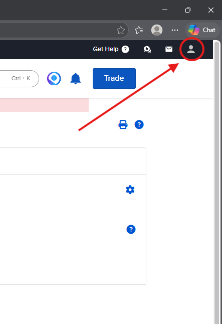 In Client Portal, the profile icon at the top right opens the user and account details to confirm which login you are in.