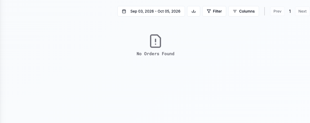 PickMyTrade IB Orders page with date filters and No Orders Found