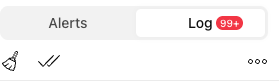 TradingView Alerts sidebar with the Log tab selected